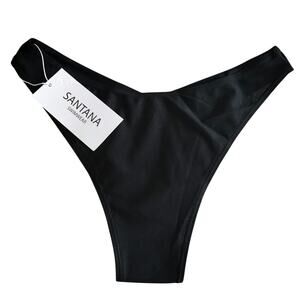 NEW Santana Swimwear Size M Medium V Bottom Bikini Black Semi Sheer Mesh